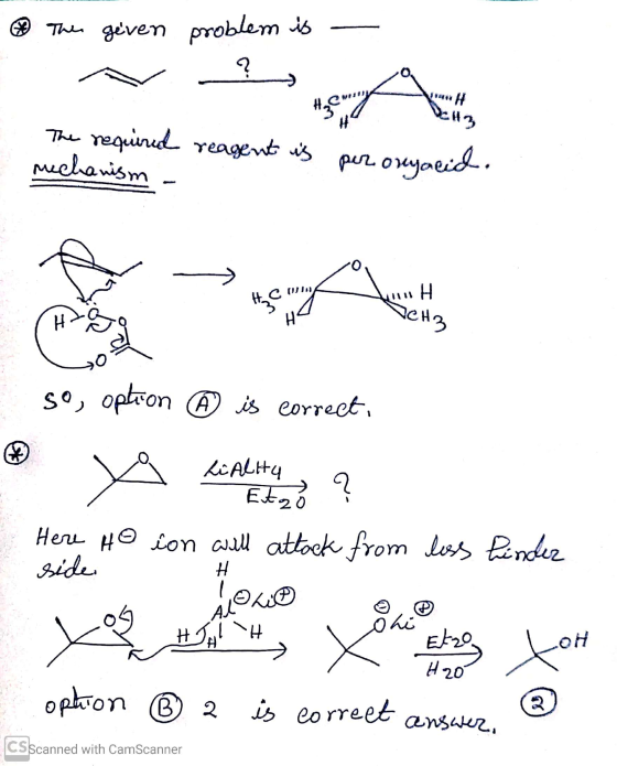 The given problem is. The required mechanism - HA Hz reagent as per ongaeid. 1 ) Sº, option A is correct, ® A link them ? Her