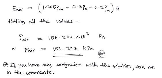 Pair ( 1.205pm - 0.3% -0.2 0.3. – 0.2Pw) % Putting all the values Pair 156.303 X10? Pa 156 : 303 kPa Pair An If you have any
