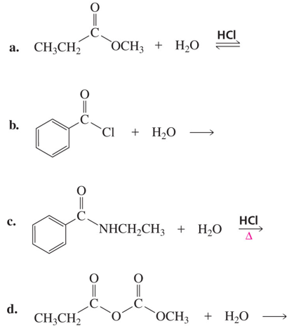 Write the main organic product from the hydrolysis