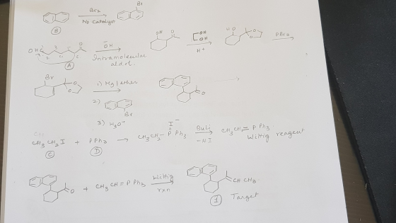 Bra No Catalyst Но -ОН LOH о РВх з о он + Intramolecular aldol. 1) Mg lether В1 3) но Hia С Висон, — PPh3 ут + PP » Снан, —
