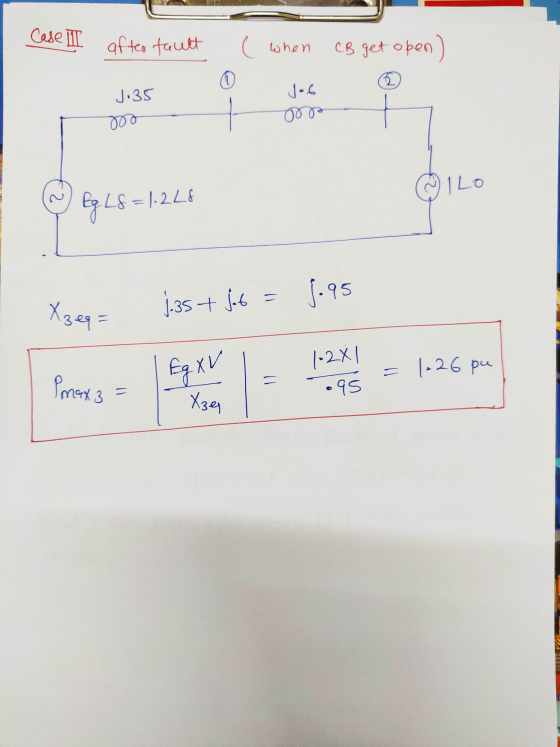 Case II after facult ( when CB get open) 0 J.35 000 J-6 0 2 1 Lo Pg LS L8=1.2L8 5.95 1.35 + jot = Xzeq= Eg XV 1-2x 1 • 95 = 1