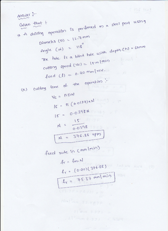 Given that ÷ 夛-A drturn oferaton is perferred on a sket Put usin g Angle (d) に 11g The hole s a blind hole coith depth(h)-60m