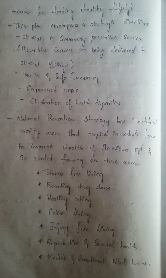 means for leading chealthy lifesty). - This plan encompares 4 strat caic directions - Clinical & Community preventive Service