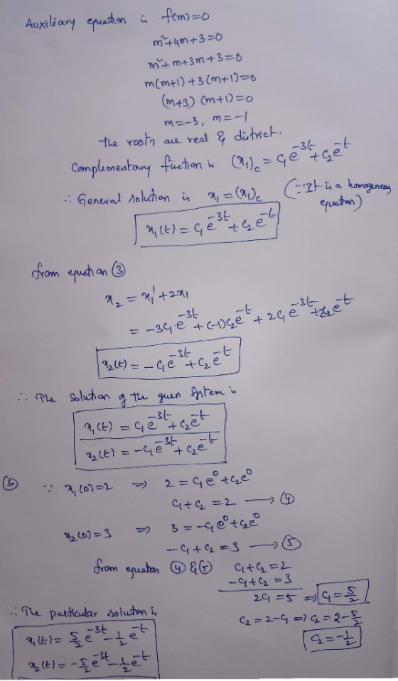 Auxiliany epucton m 4m+3=0 Mtm+3m+3=6 mimti) +3 (mt1) mt3) Cm+)o mE-3, m- the raot aue real &di hret -36 e=Getse Complaumeato