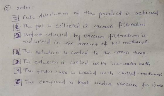 Order u achueved full dusolution f tte prcelvct The ppt icollected in vaccum fitratim Preduct cetlecdeol rcalisrwc en min amo