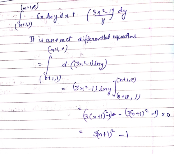 Entige) 62 dny dnt ( 3 22 14 dy c; (int))) It is anexact differential equations. (nt), e) d (13n2-1) iny) (ht) (+1, (3x2-1) a