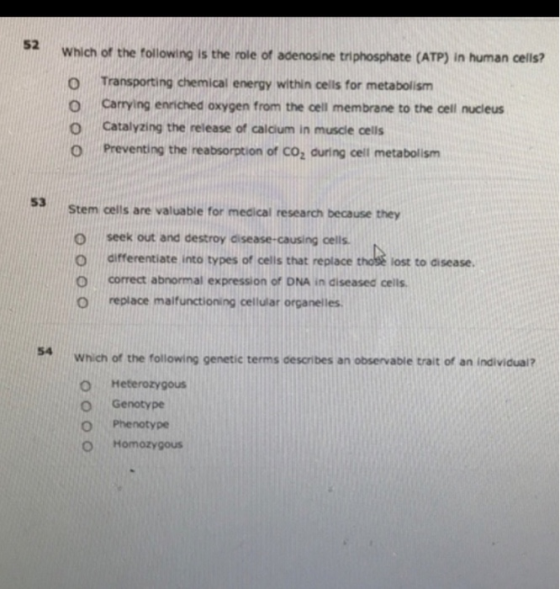0 Trans Which of the following is the role of adenosine triphosphate (ATP) in human cells? Transporting chemical energy withi