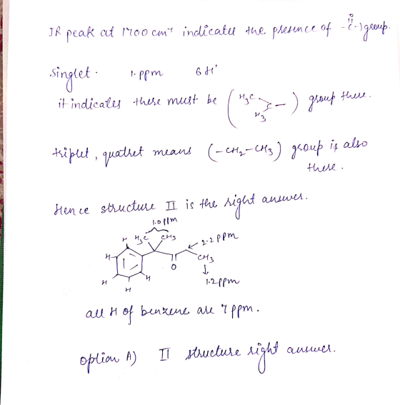 IR peak at itoo cont indicatu the presence of ingroup singlet toppm 6 H there. it indicates there must be He e-) group there