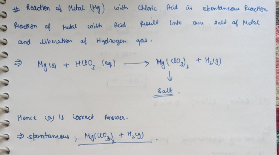 # Reaction of Metal (Mg) with Reaction of metal with Acid and liberation of Hydrogen chloric Acid is spontanean Reaction. Res