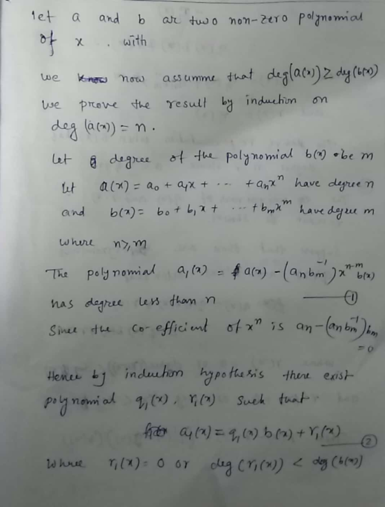 ar two non-zero polynomial get of a and b x.. with we know now assumme that deg(a (+)) 2 deg (617) we prove the result by ind
