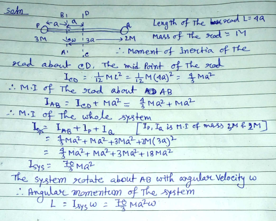 som BI P Pra Length of the ho read L= 42 3M aw iza- LM mass of the red = m . Ai c . Moment of inertia of the read about CD Th