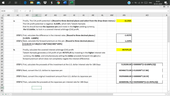 C w ENG 02:43 30-05-2020 27 Х AE39 . AB AC AD AE AF AG AH AI AJ AK AL AM AN AO A4 15 16 a. -0.176% 17 Finally, The CIA profit