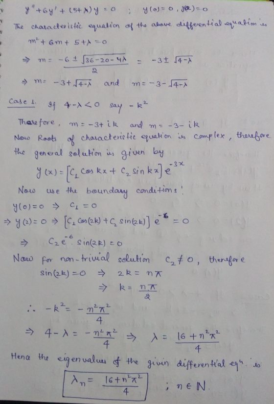 y+64 + (54) 4.0 ; y los= 0, y)=0 The characteristic equation of the above differential equation es m² tomt 5t-o - 6 + 136-2