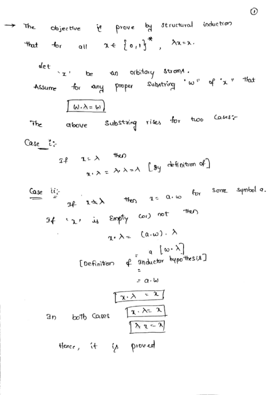 → The objective je prove by structural induction that for all xt {0,03* Ax=x. det m be an orbitasy Stroma . Assume for any