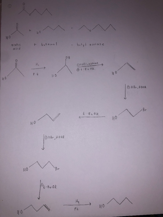 но acetic + butanol = butyl acetate acid ОН OTSCI, pydrine t-Book Pt THO OH Br, ROOR k Bu ok но бHBr 2002 4 - Bu Ok но Ал 10
