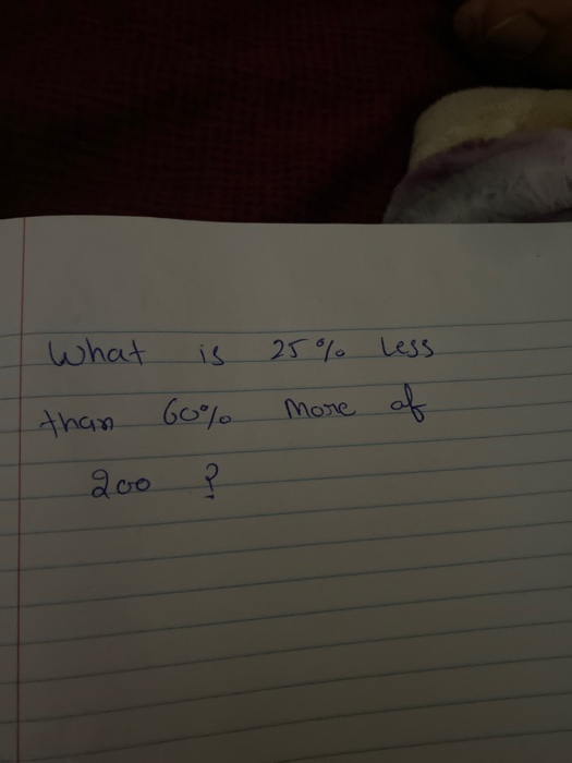 What is 25% Less 60% More than 200 رما