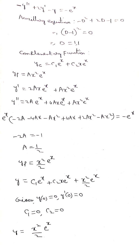 Memillora cepunti.com : 6+ 2D-1=0 D=!1 Complementary Function : - Ye=centeuer gp = Axe* g=zA xe tanker q=24&* + WAxe + Ax