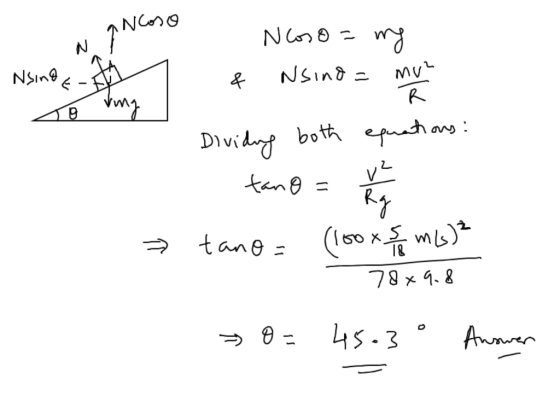 qNcoso N 7 Nsing E- To ung - Noso = my & Nsino = mun Dividing both equations: tano = t hy tano= (180 xs 2 mLs)? > 78x9.8 > 0