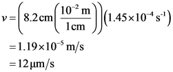 v=(82am ( to m)(145410*8)
=1.19x10 m/s
= 12 um/s