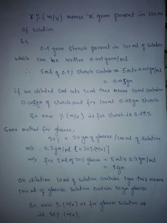 of solution S o uheich can boe wnitten o.ol qream mil. О.cngam g stas chand fey loond 0.05? stac 11. 80 % (w/v) is far starc