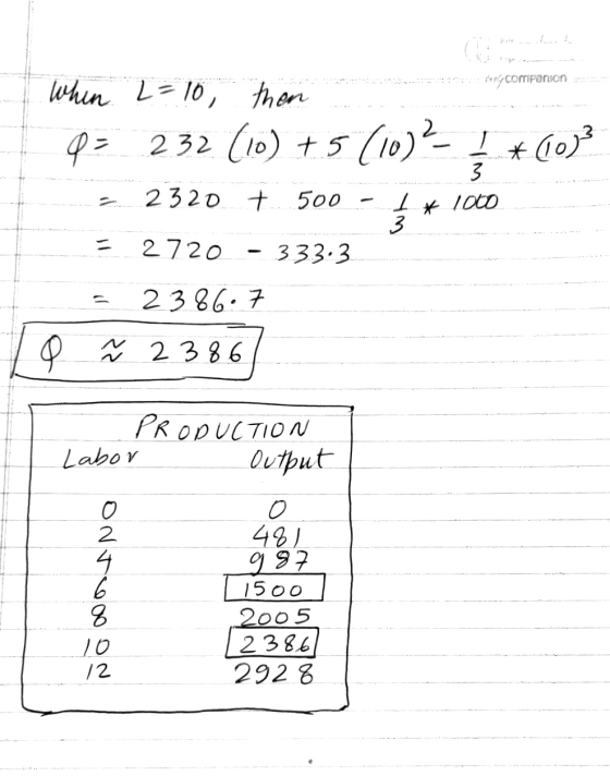 de ton companion = When L=10, then P= 232 (10) +5 (10)2- } #1033 2320 + 500 - \ * 1000 = 2720 - 333.3 = 2386:7 78 7 2386/ PRO