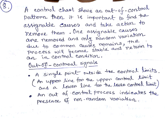 A eontol chant shnog an ouo-contool Patenn then s important to find ta- asignable cause and taka aetion to hem ove them. . On
