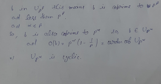 b ii cobsrime to to pM this means 6 in Upf ad less thom p. b € Upa ad 6 also cofrime to pa so So, ad z arder cob Up 0(6) = p