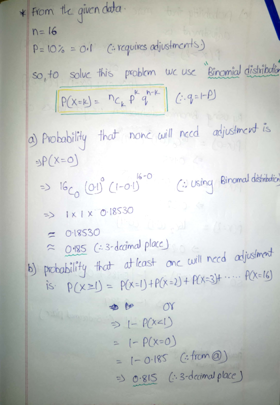 * from the given data on to N=16 P= 10% = 0,1 (requires adjustments) So, to solve this problem we use Binomial distributor [