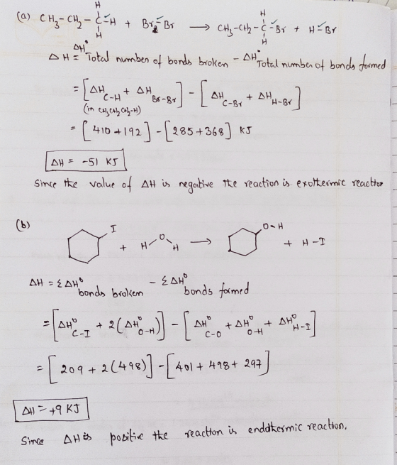 (a) CH₂ CH2 - CH + Bra Br - CH₂ CH2 TB + HEBr . OH DH = Total number of bonds broken - At Total number of bonds formed (in c