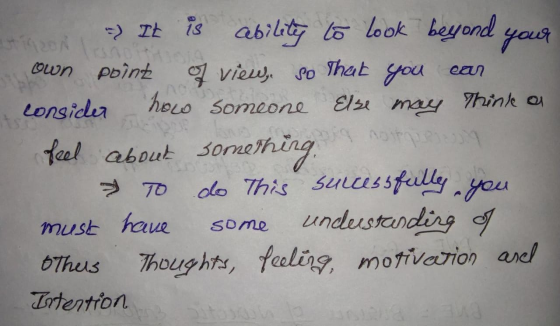 It is ability lo look beyond your That Own Pbint view Po you hoo someone Els eaun Think a Lonsider may NO 1 fael about sone h