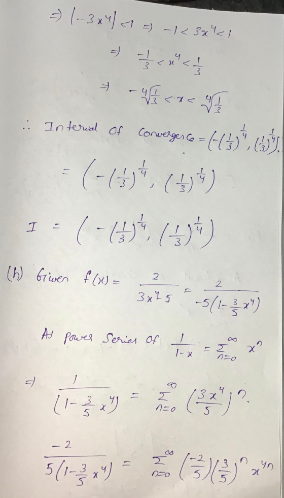 -) 1-3 *) <1 =) -123X=1 t = < 13 - 4 2 4 3 : Interval of converges to - I = 613) (-(i)t, (+) (-(ut () vots that -5/1-3x