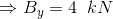 \Rightarrow B_y =4\;\;kN