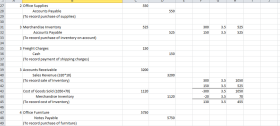 27 28 29 30 31 32 2 Office Supplies 550 Accounts Payable To record purchase of supplies) 300 150 525 525 3 Merchandise Invent