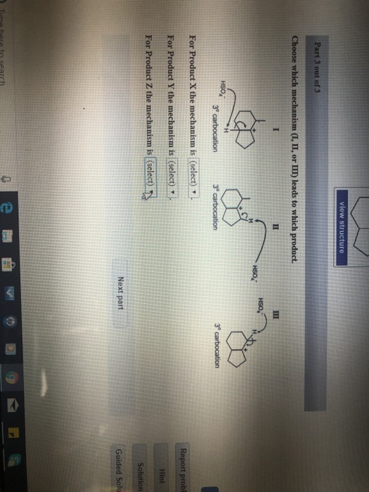 3° carbocation rt probl Next part Guided