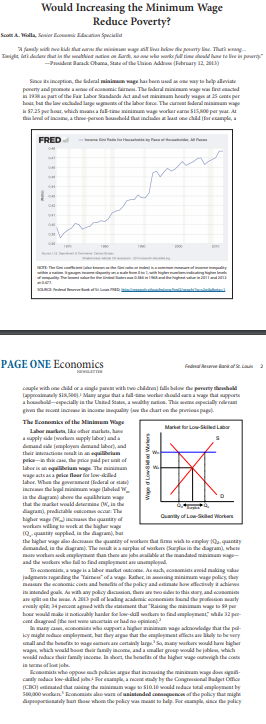 Would Increasing the Minimum Wage Reduce Poverty? FRED PAGE ONE Economics
