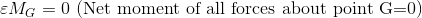 \varepsilon M_{G}=0\, \, \textrm{(Net moment of all forces about point G=0)}