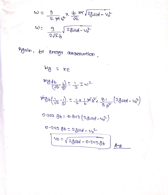 9 2 m 6² x tm 12g4d-vo a Ws 9 2526 2 giud-vo Agaion, by energy conservention big KE math = t Iw? angol tag -2) = x upon Bin (