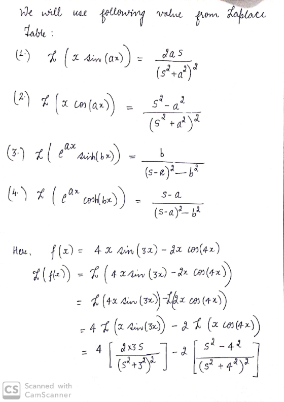 We will use following value from Laplace Table : (1) * ( time (am)) 12+ (x caram) - See (39 tl chasikoa) - (4) + ( cas condk