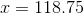 x=118.75