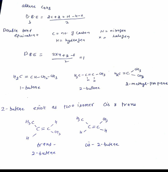 alkune 418 1, Double ban d ㄅ 2Xq 十2-8 CM I- bultnde 2-butene 01 CM trans 2-b alene