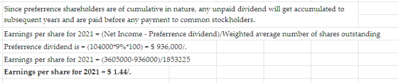 Since preferrence shareholders are of cumulative in nature, any unpaid dividend will get accumulated to subsequent years and