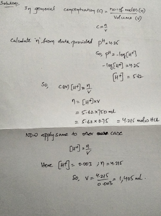 Solution I1 general notof moles (n) comeytatn ( Volume (v C2n V caludate ntrom data provided p.u so, ph2-loH - 52425 S42 So,