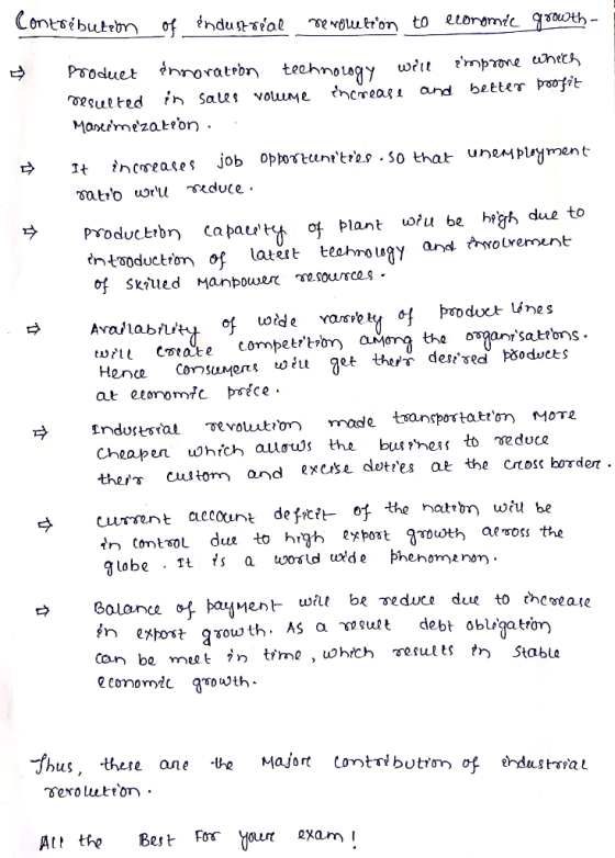 Contribution of industrial revolution to economic growth Produet annoration technology will improne which resulted in sales v