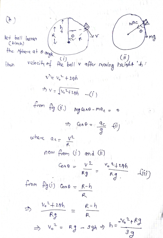 hae It ball leave? Cblack) the Abhere at @che the velocity of the ball v after moving height hl vzvo? +29h 2) v = 26 27 29h (