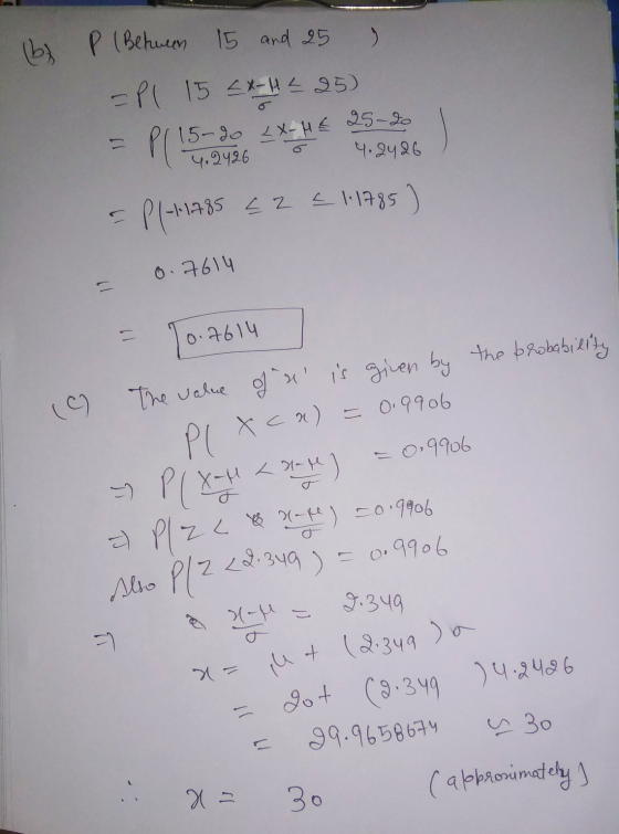 (Between 15 and 25 ) (by -Pl 15 LX-H225) PL 1 15-go LX-HE 25-20 4.2426 4.2426 P(-1485 -11785 <2 = 1.1785) 0.7614 0.7614 the p