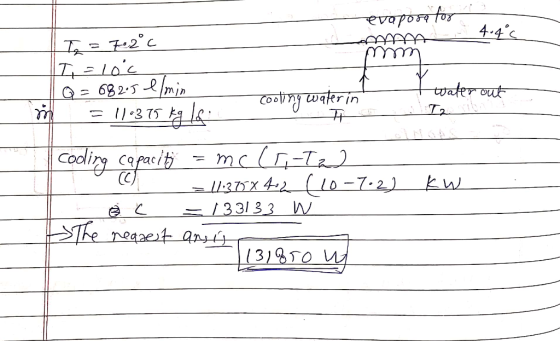 evapora for To = 7.2°C * 4.4s mm ماده7 IQ = 68205 l/min cooling water in # water out T2 = 110375 kg lo. kw codling capacity
