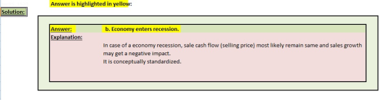 Answer is highlighted in yellow: Solution: Answer: b. Economy enters recession. Explanation: In case of a economy recession,