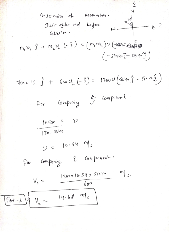 1 Conservation of Momentum Just after and before rs Collision e) น Que estem min, m₂ % (-2) = (mith (-sinuo it ca 40 mg Toox