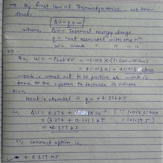 → By first low of Thermotynamics we know that Isu=9+ w where, Au= Internal energy change 2 q = heat associated with the rin W