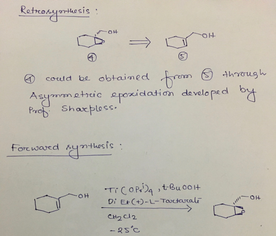 Retroyortuesis OH th00u9h could be obtaimed Asyonmetreic epoidation develo ped by Sharpless. Prob Forcwarcd TrCOP tBu 00 t Di
